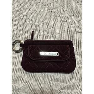 Vera Bradley maroon quilted zip keychain wallet